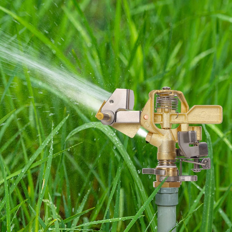 Biswing 1/2 Inch Brass Impact Sprinkler 2 Pack  Heavy Duty Lawn Sprinkler Head with Nozzles  Adjustable 20-360 Degree Large Coverage Pattern  Watering Sprinkler for Grass Patio Garden Irrigation - Image 4